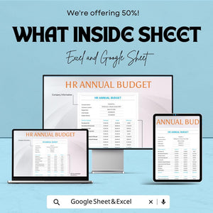 HR Annual Budget Template | Excel and Google Sheets | 50% Off! | Employee Budgeting & Financial Planner