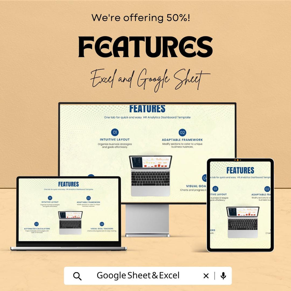 HR Analytics Dashboard - Excel & Google Sheet Template | Employee Management | HR Data Analytics Tool | HR Dashboard for Workforce Insights