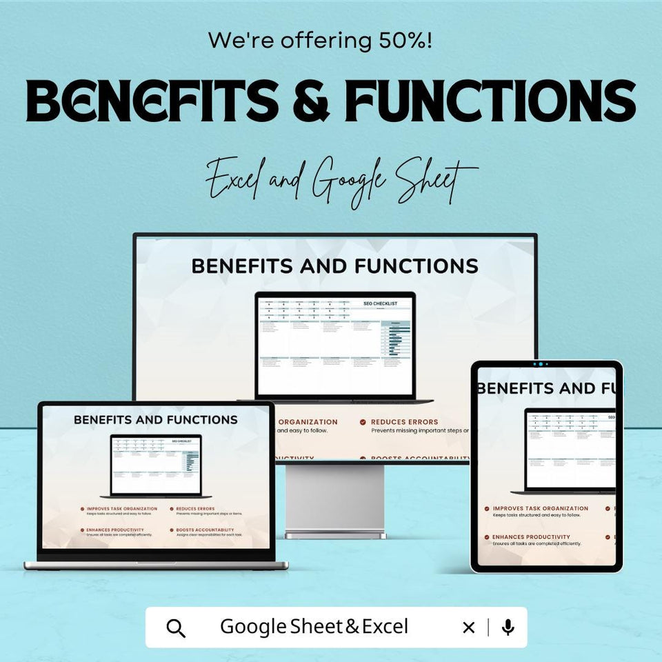 Checklist Template - Google Sheet - Website SEO Planner - SEO Strategy Template - Improve Website Ranking - Easy-to-Use SEO Tracker