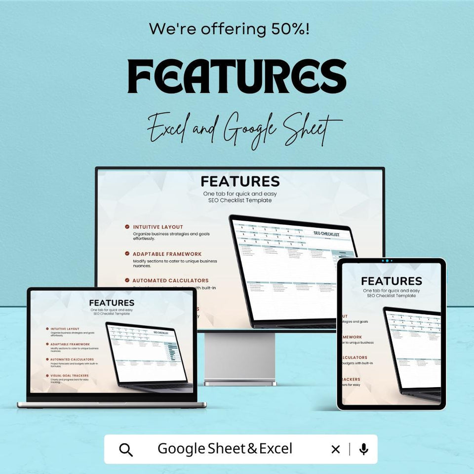 Checklist Template - Google Sheet - Website SEO Planner - SEO Strategy Template - Improve Website Ranking - Easy-to-Use SEO Tracker