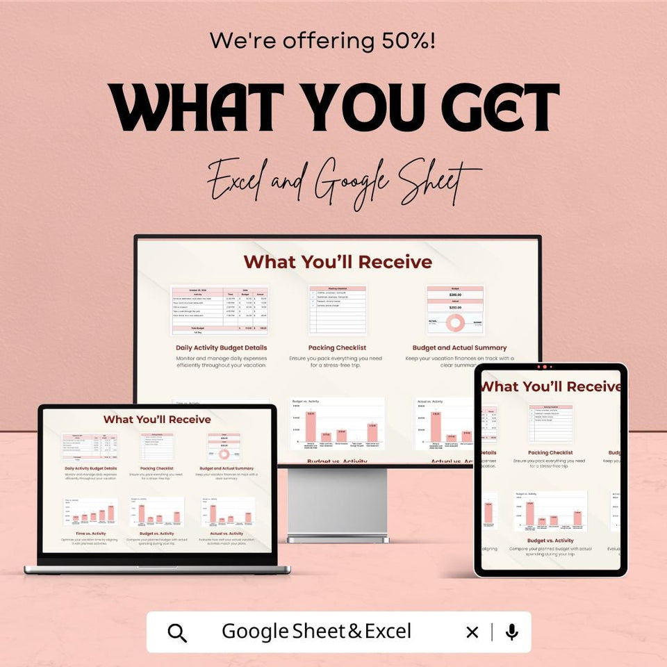 Vacation Planner Sheet | Excel and Google Sheets Template | Budget & Activity Tracker | Vacation Planning Organizer