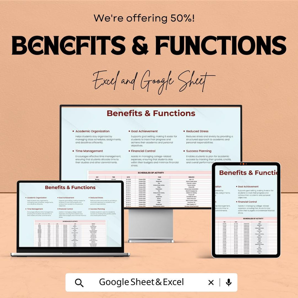 College Planner Sheet | Google Sheet Template | Academic Planner for Students | Study Schedule Template | Assignment Tracker |