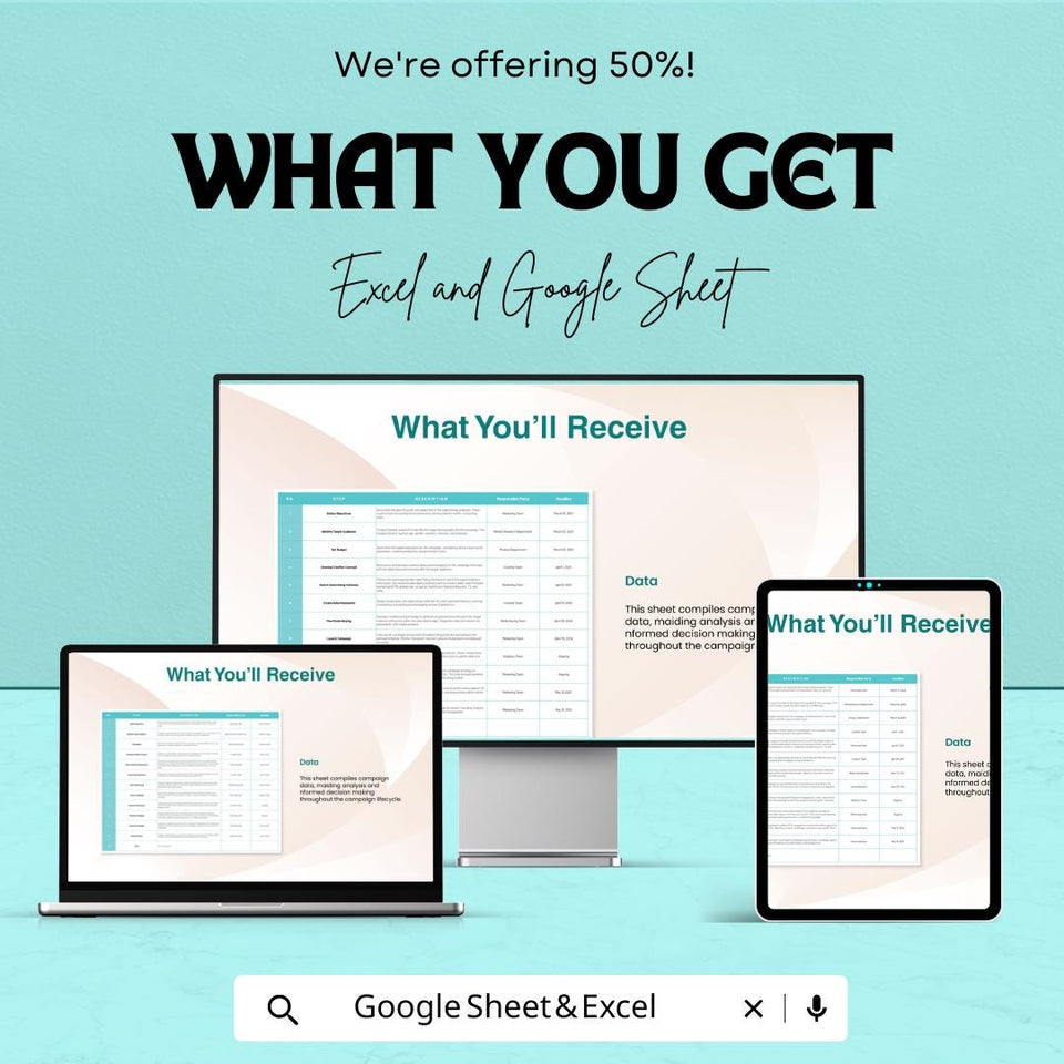Template for Excel and Google Sheets | 50% Off! | Marketing Campaign Planner