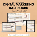 Digital Marketing Dashboard Excel and Google Sheet | Real-Time Analytics, KPI Tracker, Marketing Performance Dashboard