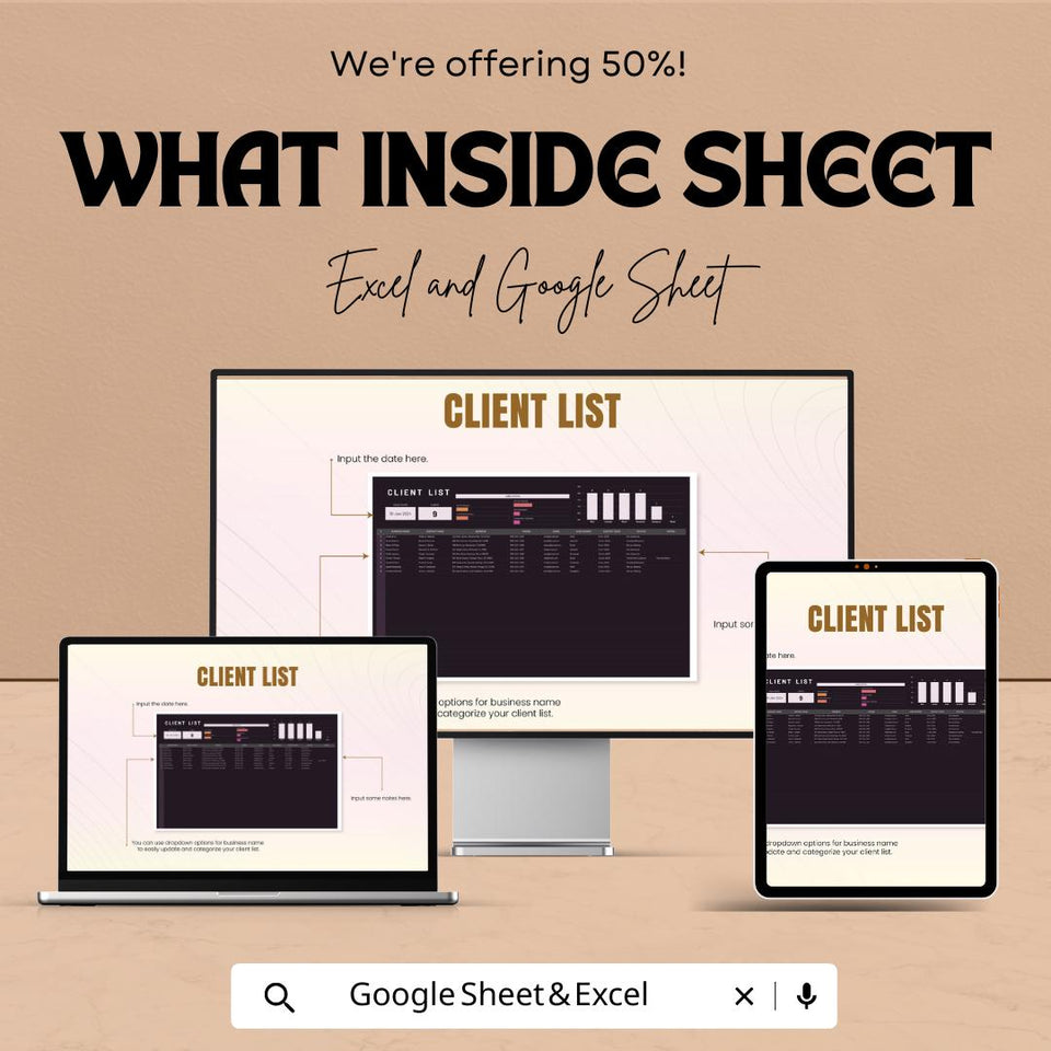 Client List Template | Excel & Google Sheet | Organize Contacts, Track Leads, and Manage Clients