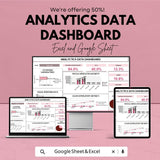 Analytics Data Dashboard - Track Metrics, Social Media, and Lead Generation Performance in Excel & Google Sheets
