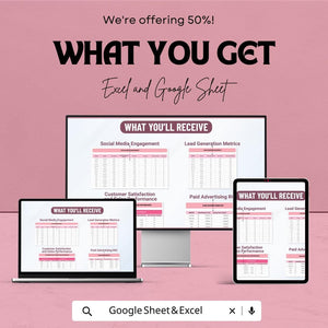 Analytics Data Dashboard - Track Metrics, Social Media, and Lead Generation Performance in Excel & Google Sheets