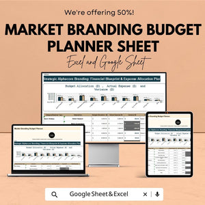 Market Branding Budget Planner Sheet | Excel Template for Financial Planning & Expense Allocation | Branding Expenses and Budget Effectively