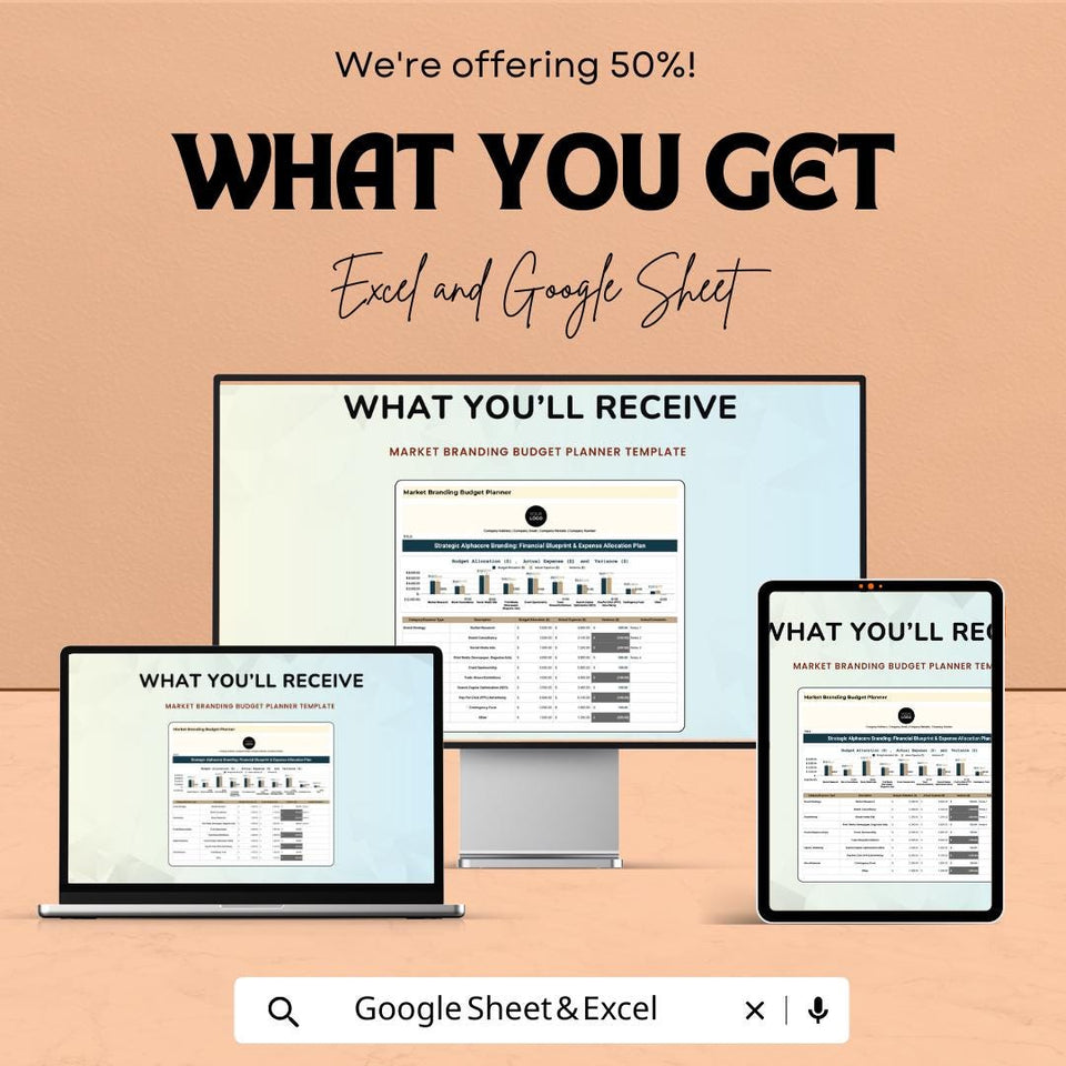 Market Branding Budget Planner Sheet | Excel Template for Financial Planning & Expense Allocation | Branding Expenses and Budget Effectively
