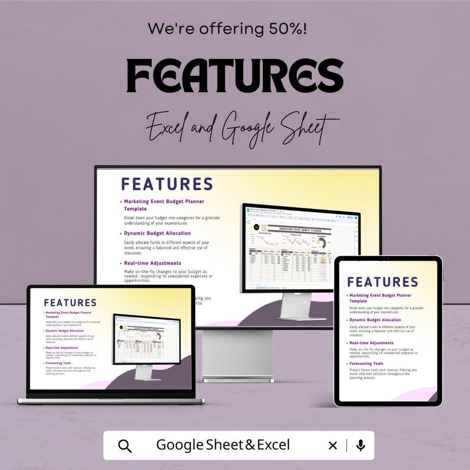 Marketing Event Budget Planner | Excel & Google Sheets | Event Budget Template | Finance Tracker | Editable Event Planning Sheet