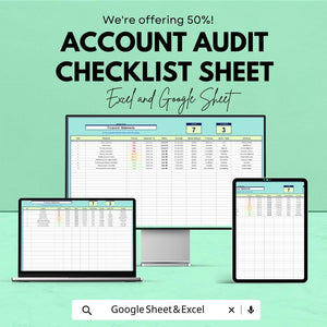 Account Audit Checklist Template | Excel and Google Sheet | Financial Audit Tracking Tool | Internal Control & Compliance