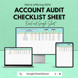 Account Audit Checklist Template | Excel and Google Sheet | Financial Audit Tracking Tool | Internal Control & Compliance