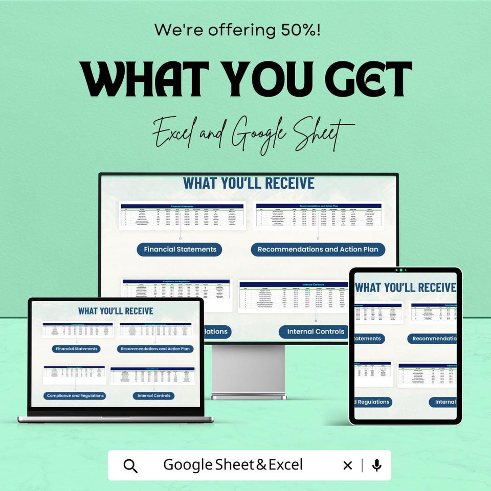 Account Audit Checklist Template | Excel and Google Sheet | Financial Audit Tracking Tool | Internal Control & Compliance