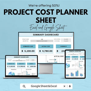 Project Cost Planner Sheet - Excel & Google Sheets | Budget Planning Template for Project Management