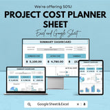 Project Cost Planner Sheet - Excel & Google Sheets | Budget Planning Template for Project Management