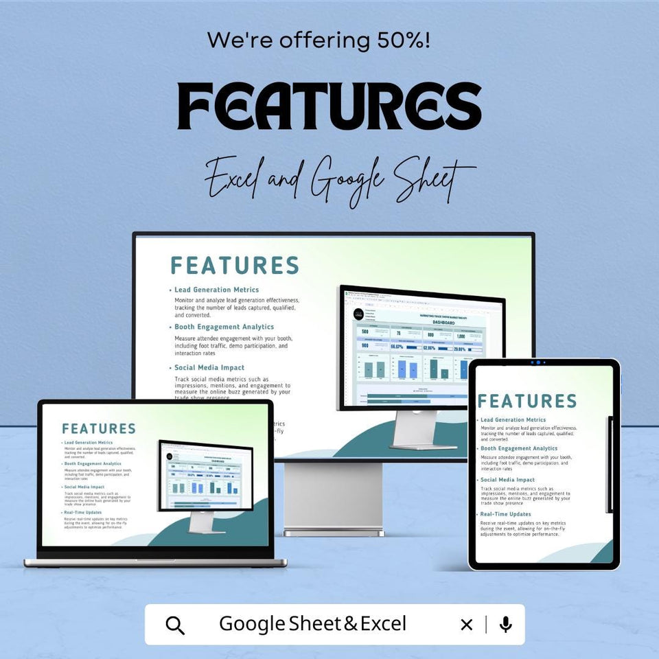 Marketing Trade Show Marketing KPI Dashboard Template - Event Performance Tracking, Lead Generation, Conversion Rate Analysis