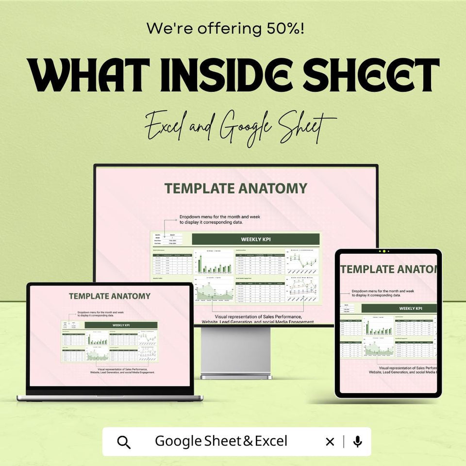 Weekly KPI Tracker Sheet for Excel and Google Sheets | Performance Metrics | Business Goals Tracker | Customizable & Easy-to-Use Template
