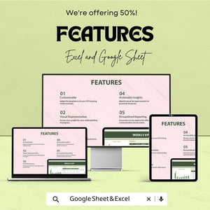 Weekly KPI Tracker Sheet for Excel and Google Sheets | Performance Metrics | Business Goals Tracker | Customizable & Easy-to-Use Template