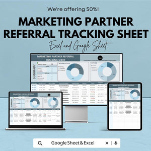 Marketing Partner Referral Tracking Sheet - Excel and Google Sheet for Efficient Lead Management, Referral Status & Outcome Analysis