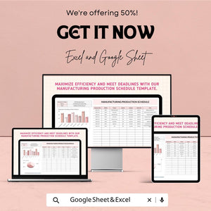 Manufacturing Production Schedule Sheet - Excel & Google Sheet Template for Efficient Production Planning