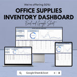 Office Supplies Inventory Dashboard | Google Sheets & Excel | Track Stock, Manage Office Supplies Efficiently | Budgeting Tool