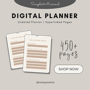 Simple Minimal Beige Digital Planner| Undated & Hyperlinked PDF | Daily Gratitude Journal iPad GoodNotes Planner