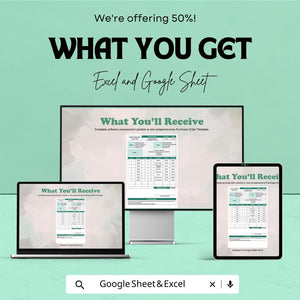 Software Purchase Order Form Sheet for Excel & Google Sheets | Efficient Order Management Template | Track Software Purchases with Ease