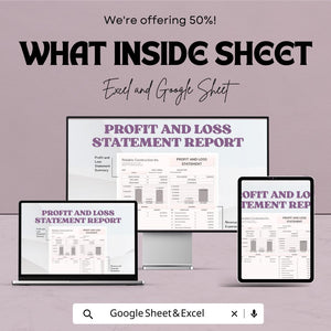 Profit and Loss Statement Report Sheet | Financial Tracking Template | Google Sheets | Expense & Revenue Tracker | Monthly Business Report