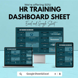HR Training Dashboard Sheet | Employee Training Metrics | Google Sheet and Excel Template | Track Training Effectiveness & Employee Progress