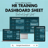 HR Training Dashboard Sheet | Employee Training Metrics | Google Sheet and Excel Template | Track Training Effectiveness & Employee Progress