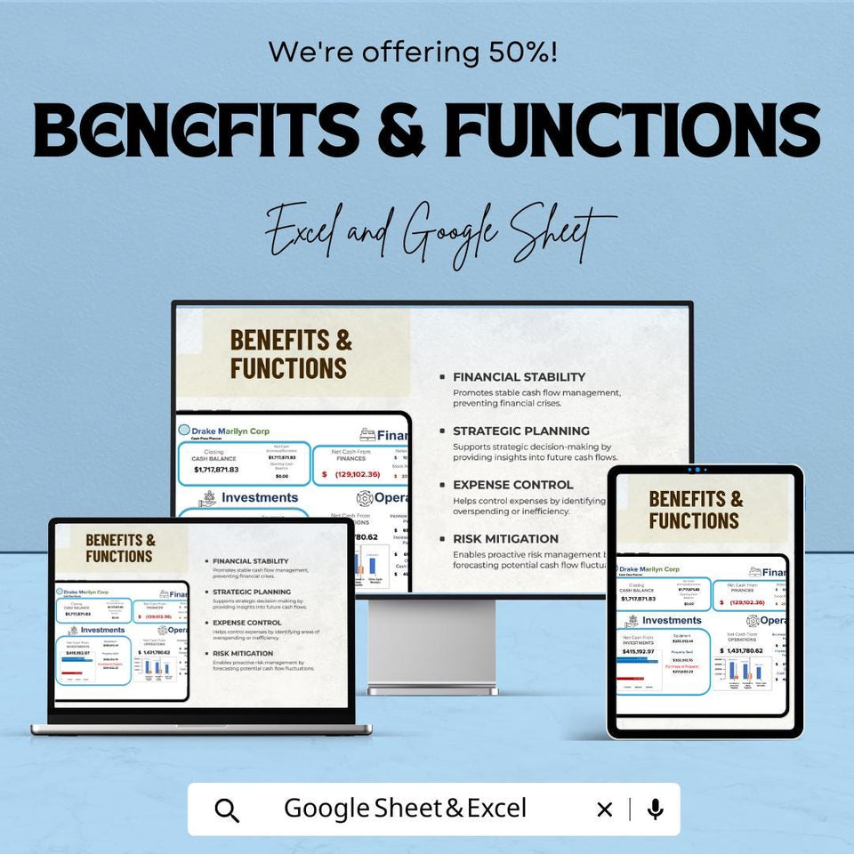 Cash Flow Planner Sheet - Budget Tracker Template for Monthly Expenses - Excel & Google Sheet - Financial Planning and Expense Management