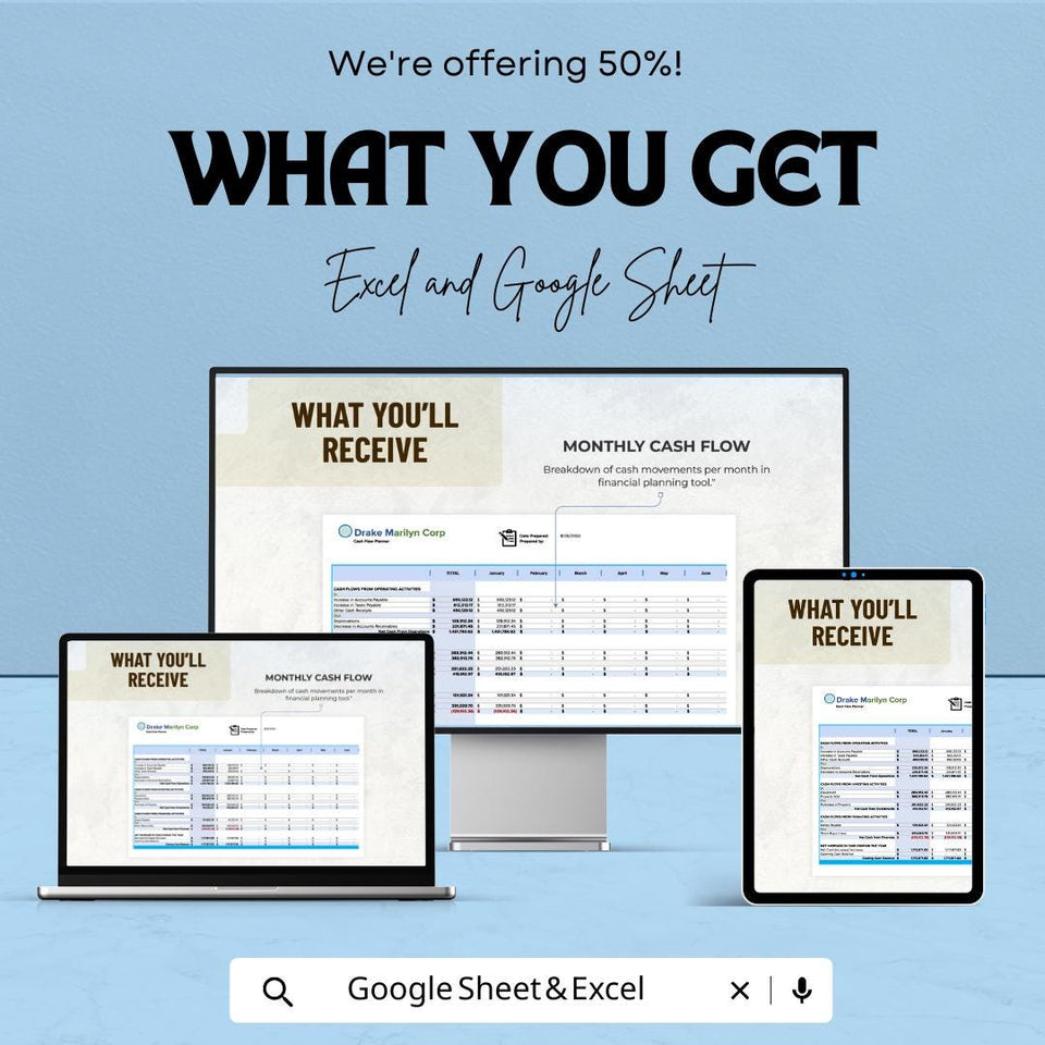 Cash Flow Planner Sheet - Budget Tracker Template for Monthly Expenses - Excel & Google Sheet - Financial Planning and Expense Management