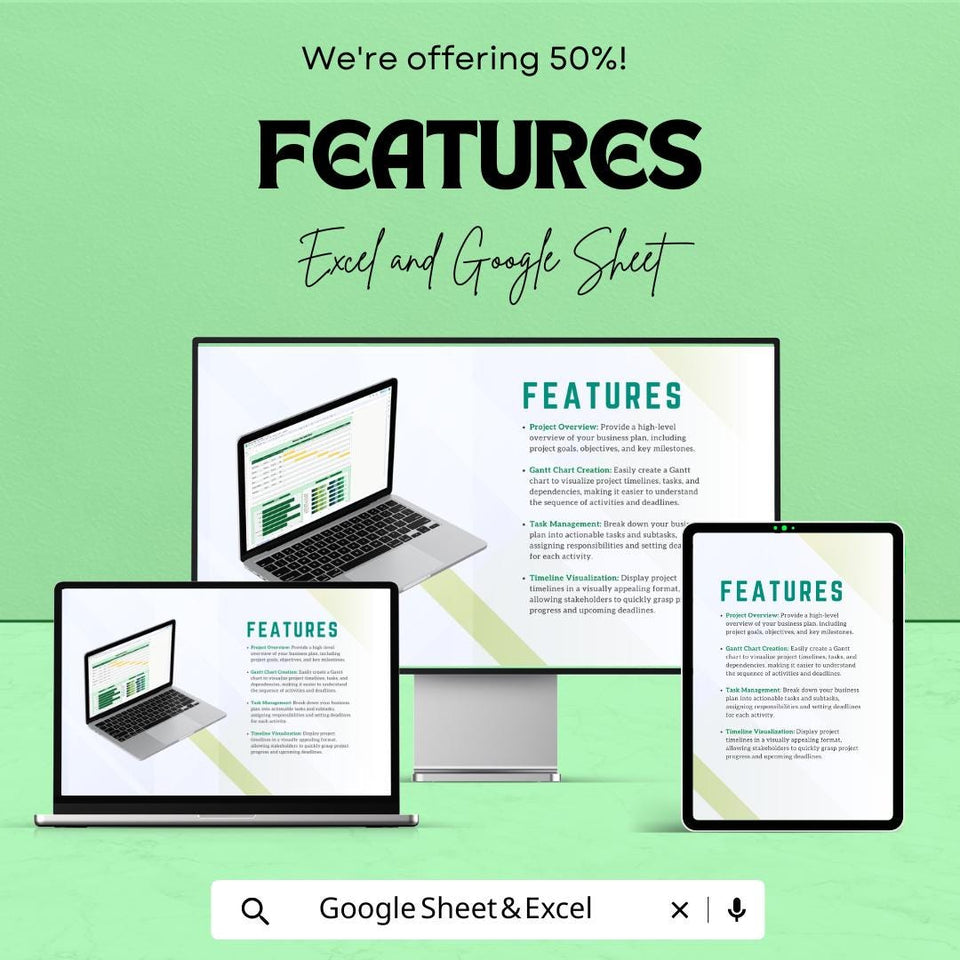 Business Plan Gantt Chart Template | Project Management Tool | Google Sheets | Track Tasks, Timelines & Goals | Customizable Gantt Chart