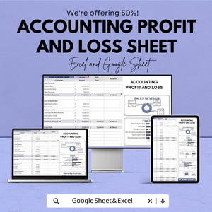 Accounting Profit and Loss Sheet | and Google Sheets | Monthly Budget Tracker, Financial Management Template, Profit & Loss Statement