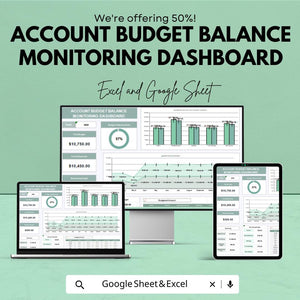 Account Budget Balance Monitoring Dashboard | Sheets Template for Budgeting | Financial Tracking Dashboard | Real-time Budget Management
