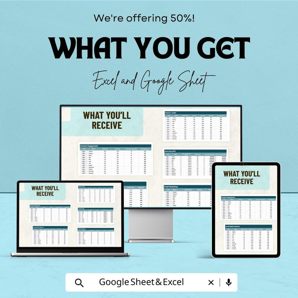 Marketing KPI Dashboard Template |Tracking and Analyzing Marketing Metrics | Real-Time Insights & Customizable KPIs