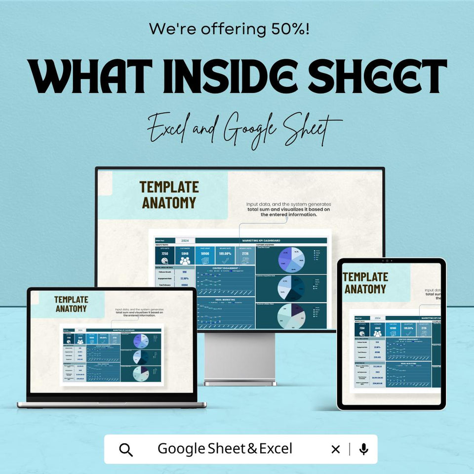 Marketing KPI Dashboard Template |Tracking and Analyzing Marketing Metrics | Real-Time Insights & Customizable KPIs