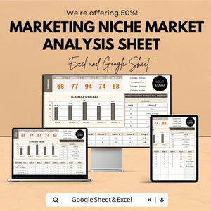 Marketing Niche Market Analysis Sheet | Excel and Google Sheets Template for Market Research | Track & Analyze Business Performance