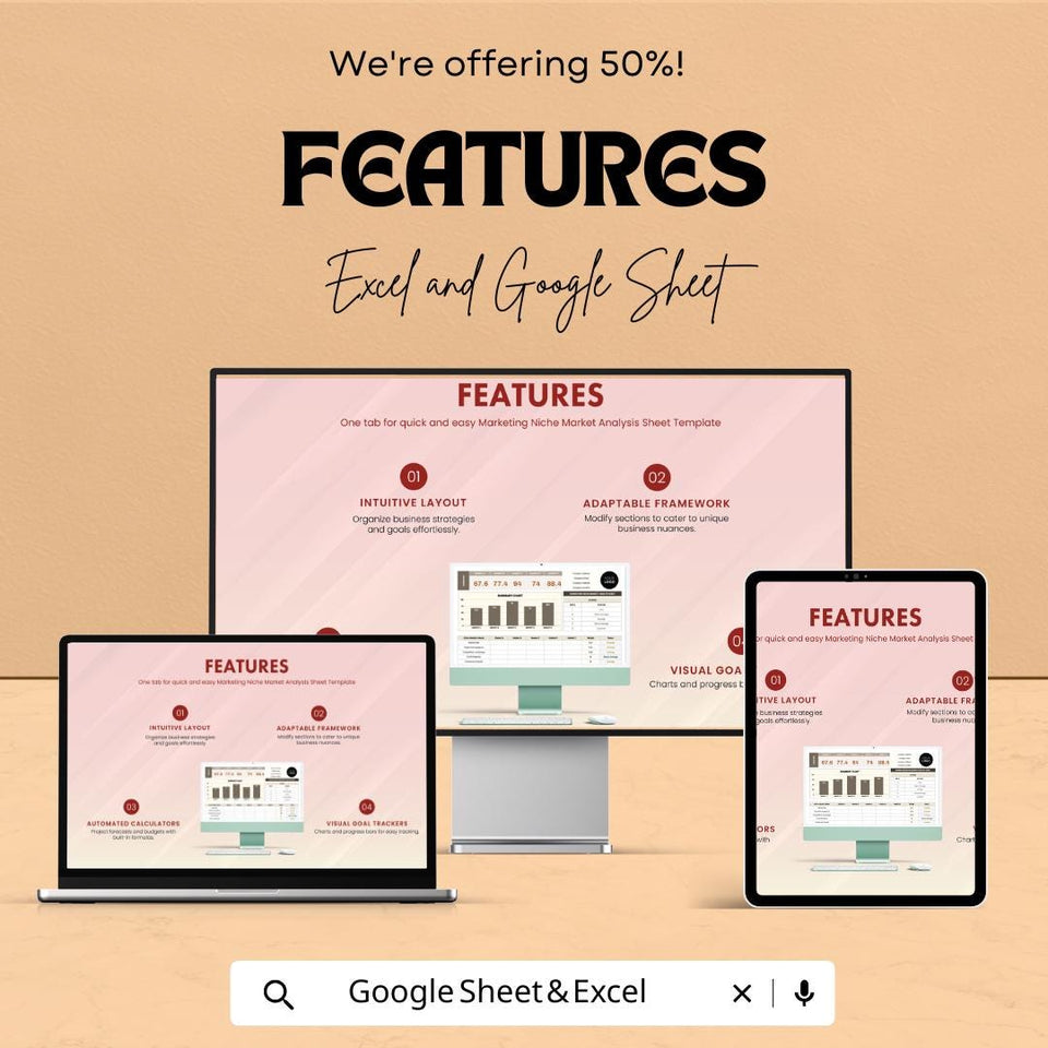 Marketing Niche Market Analysis Sheet | Excel and Google Sheets Template for Market Research | Track & Analyze Business Performance