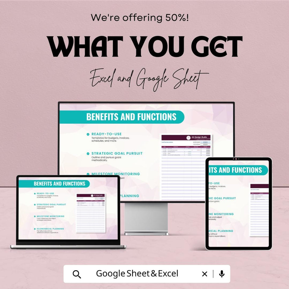 Cash Flow Reconciliation Sheet for Excel and Google Sheets | Financial Tracking Template | Balance Income, Expenses & Net Cash |