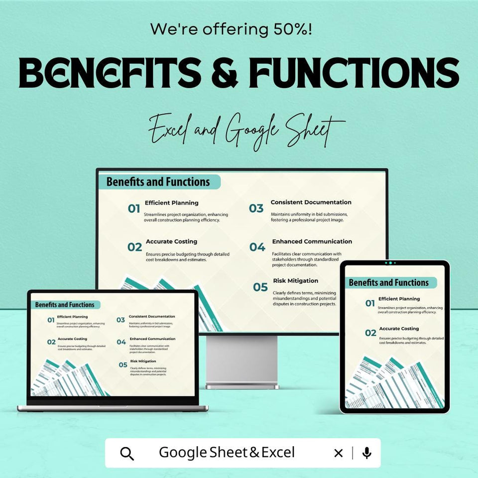 Commercial Construction Bid Sheet Template | Excel & Google Sheet | Detailed Project Cost Breakdown | Construction Estimation
