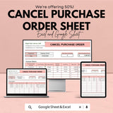 Cancel Purchase Order Sheet - Editable Excel & Google Sheet Template for Easy Order Cancellations