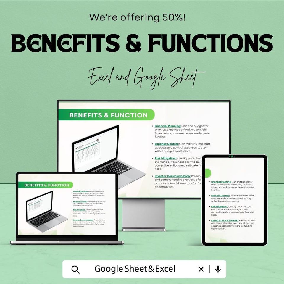 Business Start Up Costs Worksheet | Budget and Expense Tracker for New Businesses | Excel & Google Sheets Template