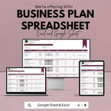 Business Plan Spreadsheet Template | Budget, Financial Planning, and Goal Tracker | Google Sheets & Excel Format