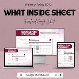 Business Plan Spreadsheet Template | Budget, Financial Planning, and Goal Tracker | Google Sheets & Excel Format
