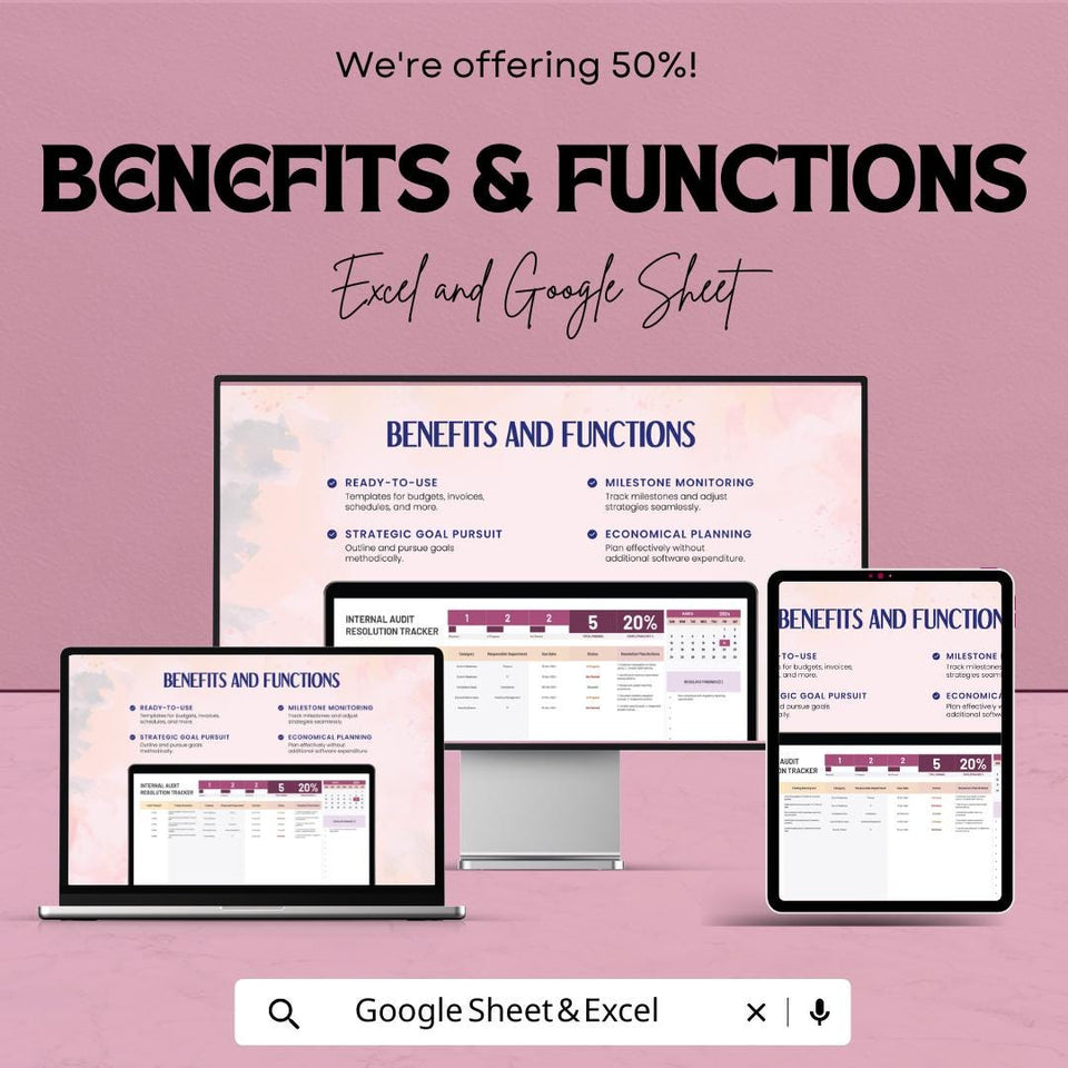 Internal Audit Resolution Tracker Sheet - Excel and Google Sheets Template for Tracking Audit Findings & Resolutions