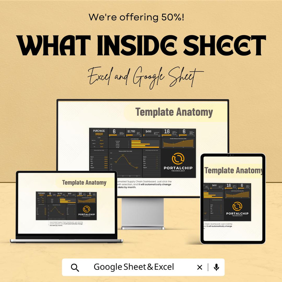 Purchase Order Dashboard | Excel & Google Sheets Template | Track Orders, Revenue, and Status | Customizable Procurement Tool