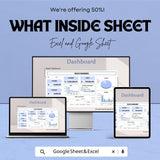 Wealth Dashboard Excel & Google Sheet | Finance Tracker | Budget Planner | Income Expense Tracker | Digital Spreadsheet