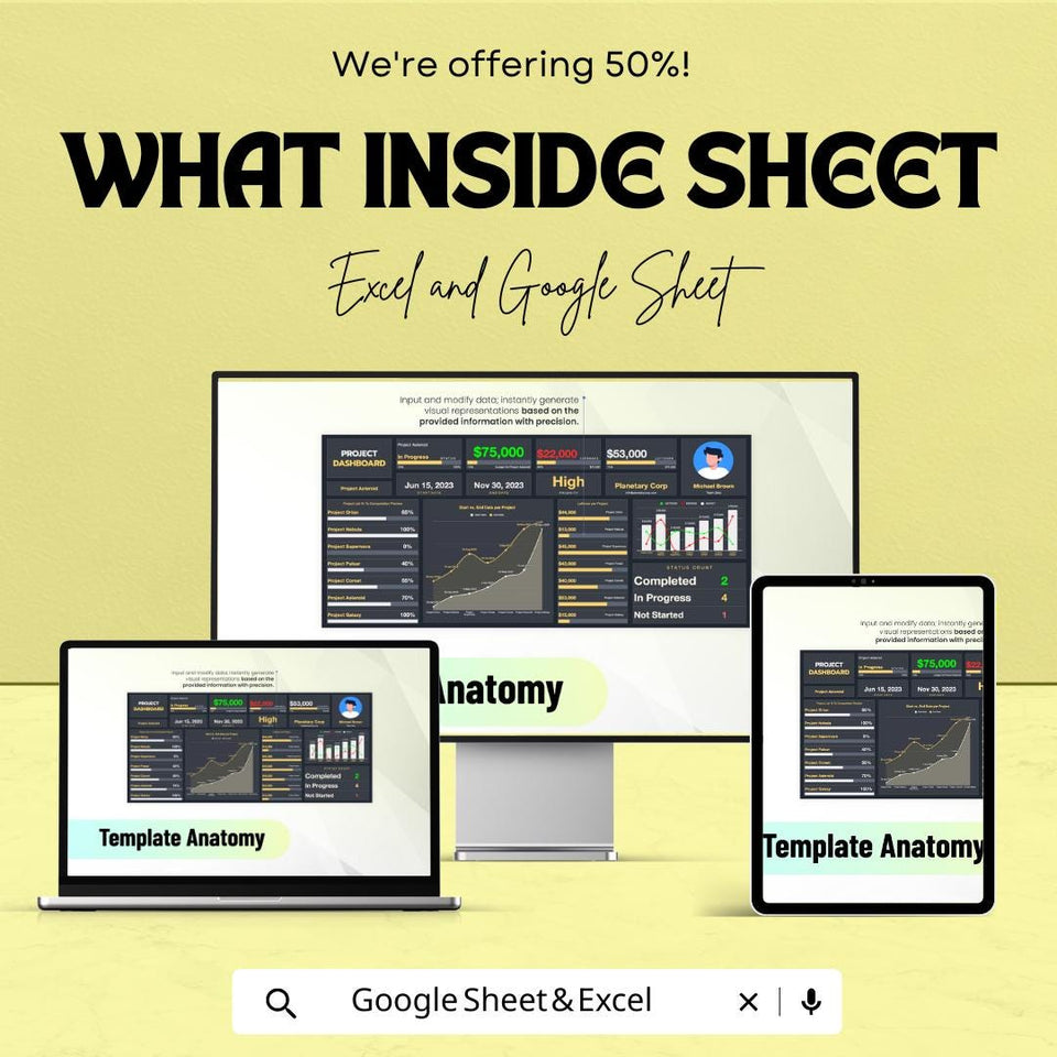 Project Dashboard Sheet for Excel and Google Sheets – Task Tracking, Budget Management, & Timeline Visualization