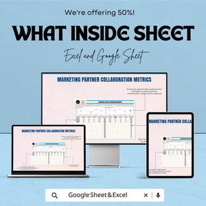 Marketing Partner Collaboration Metrics Sheet | Excel & Google Sheet | 50% OFF | Performance Tracking and Goal Setting Template